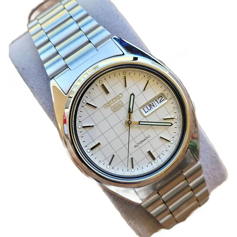 Seiko 5 Grid Dial Automatic Silver-tone Men's Watch- SNXF05k